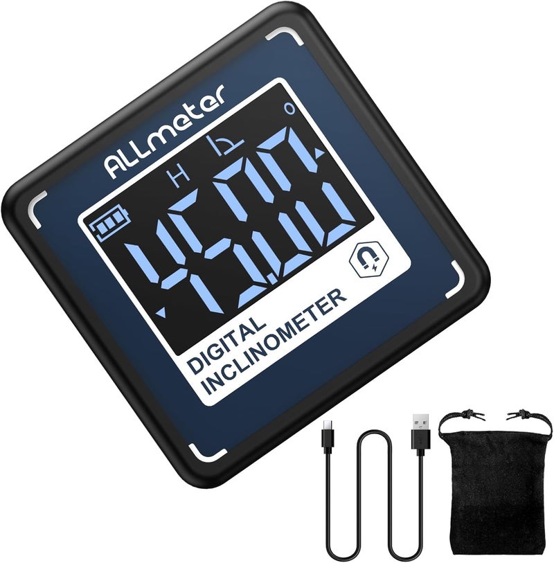 ALLmeter Store Mini Digital Rechargeable Level Box Protractor Angle Finder Level Gauge Inclinometer Magnetic Base Backlight,VA Display,Type-C Charging,IP54 for Woodworking Building Saw Blade,Construction - Image 1